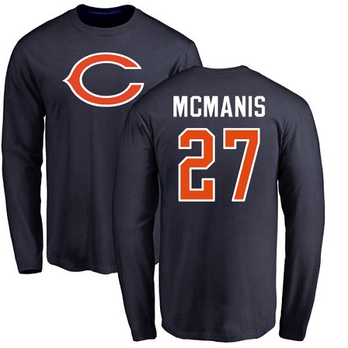 Chicago Bears Men Navy Blue Sherrick McManis Name and Number Logo NFL Football #27 Long Sleeve T Shirt